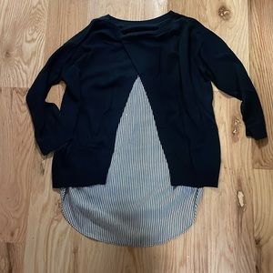 Market & Spruce, Ralla Crossback Mix Material Cotton Blend Pullover, size S,Navy